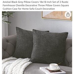 Black Gray Pillow Covers Set of 2